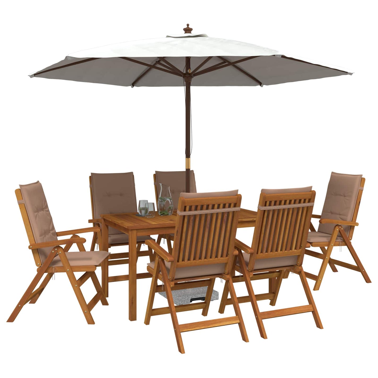 vidaXL 7-Piece Garden Dining Set Natural Solid Acacia Wood 3