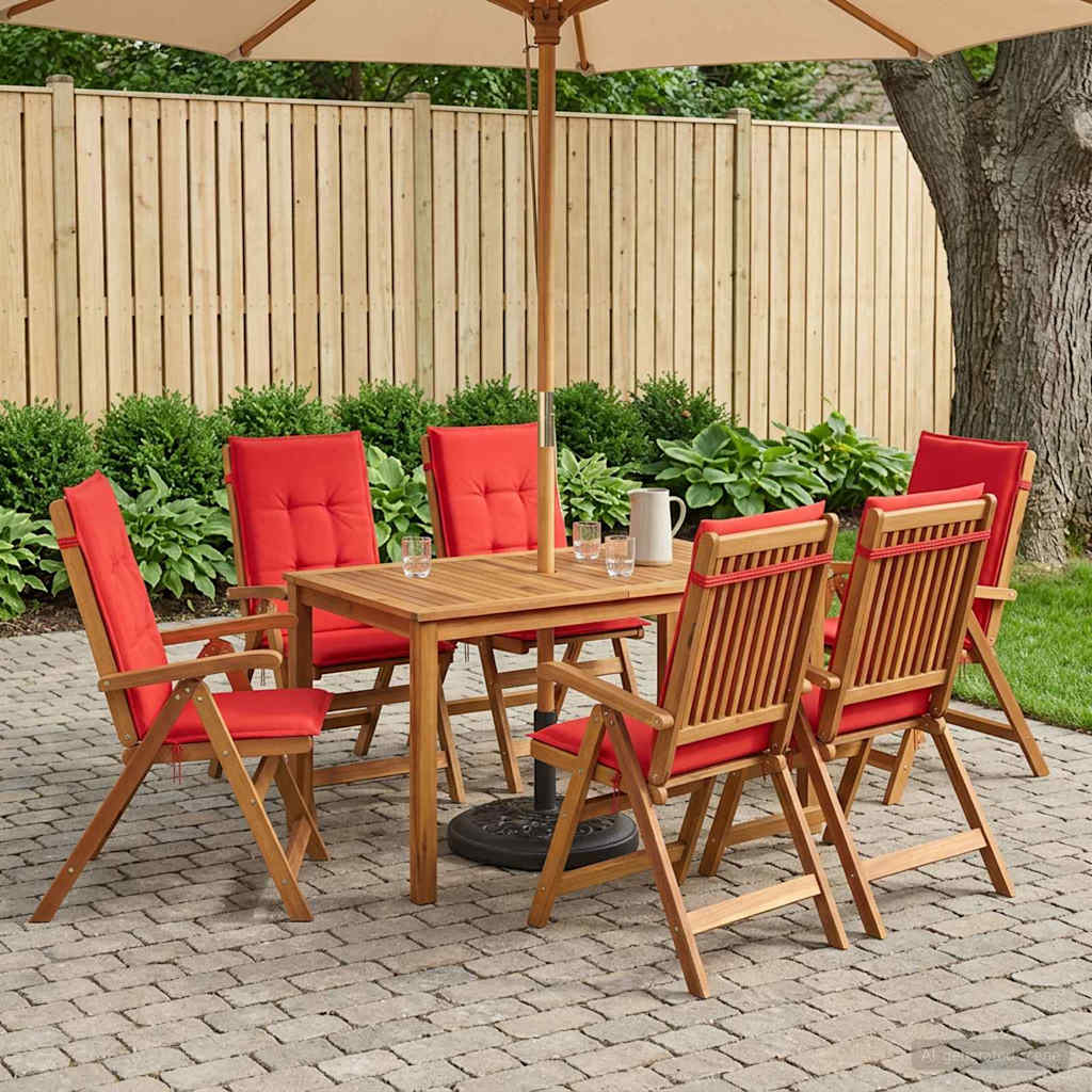 vidaXL 7-Piece Garden Dining Set Natural Solid Acacia Wood 1