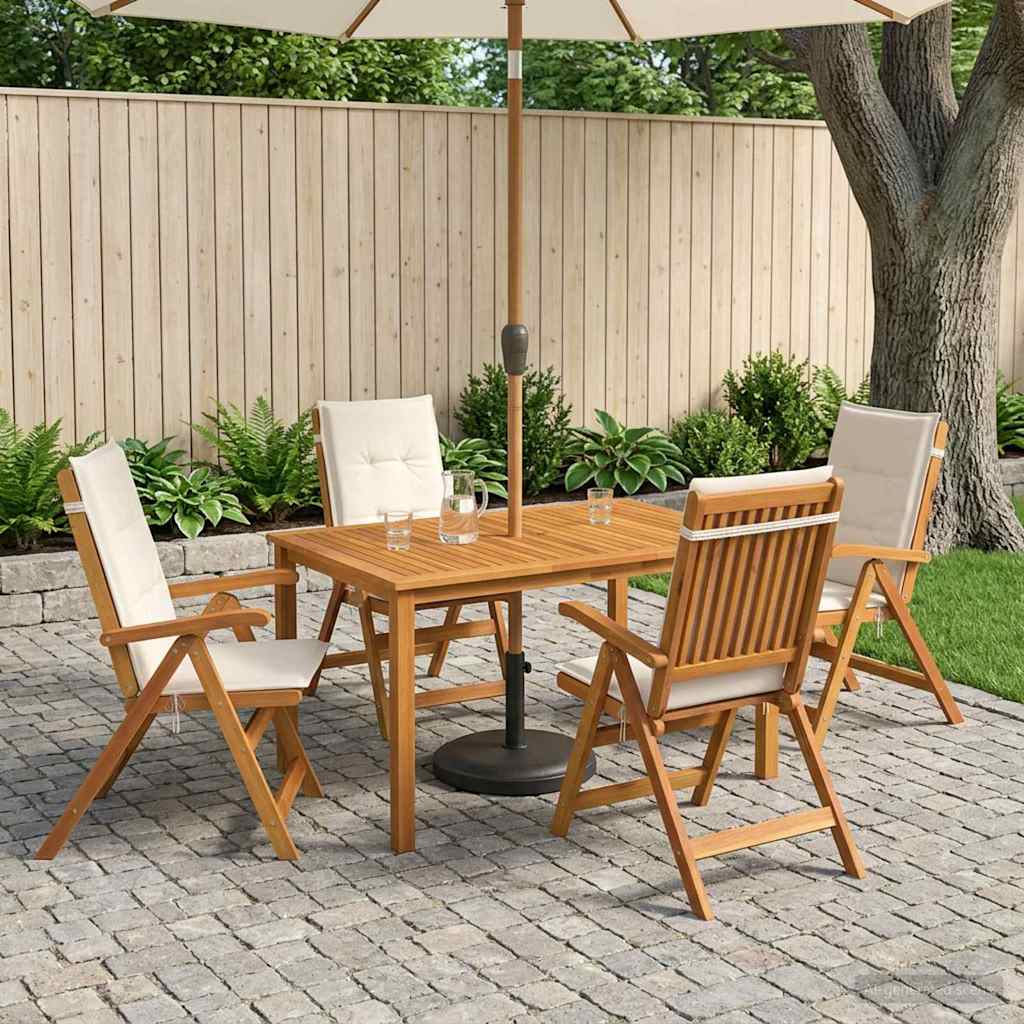 vidaXL 5-Piece Garden Dining Set Natural Solid Acacia Wood 1