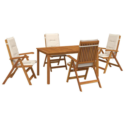 vidaXL 5-Piece Garden Dining Set Natural Solid Acacia Wood 2