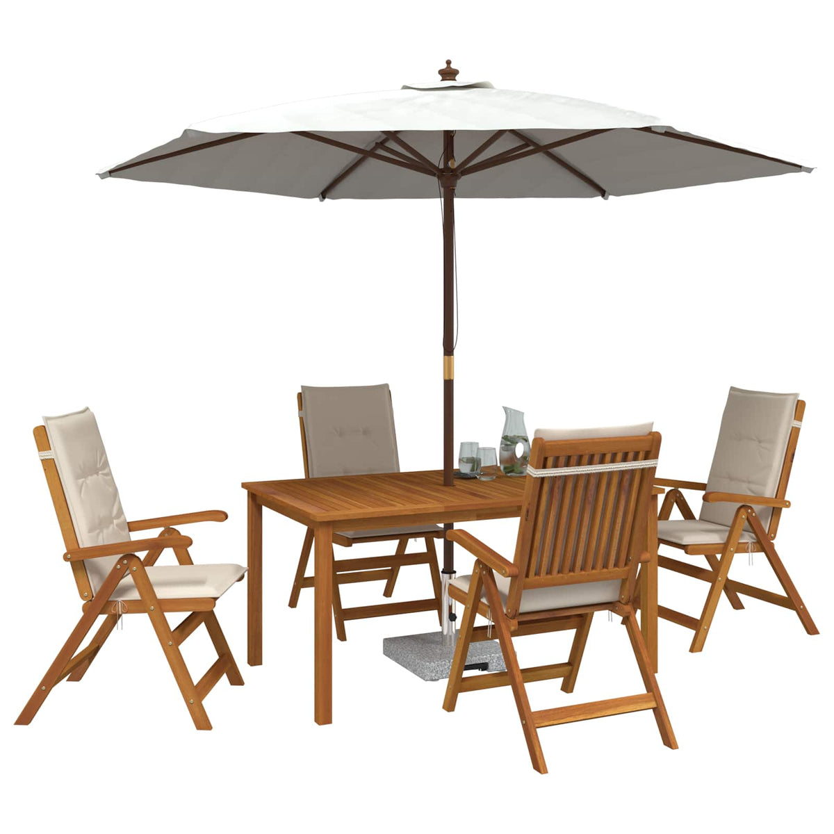 vidaXL 5-Piece Garden Dining Set Natural Solid Acacia Wood 3