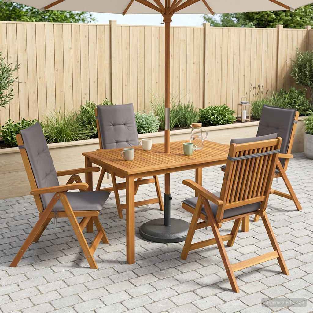 vidaXL 5-Piece Garden Dining Set Natural Solid Acacia Wood 1