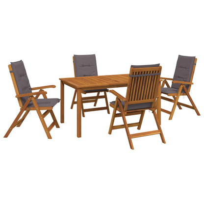 vidaXL 5-Piece Garden Dining Set Natural Solid Acacia Wood 2