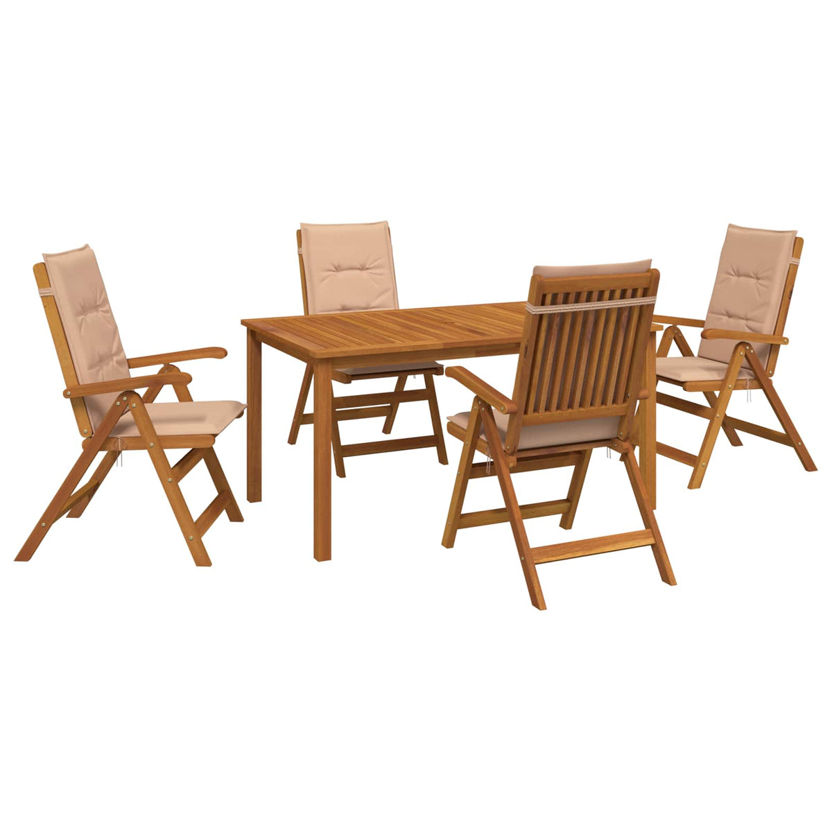 vidaXL 5-Piece Garden Dining Set Natural Solid Acacia Wood 2
