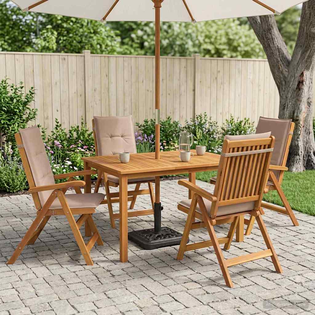 vidaXL 5-Piece Garden Dining Set Natural Solid Acacia Wood 1