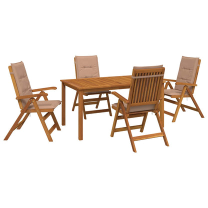 vidaXL 5-Piece Garden Dining Set Natural Solid Acacia Wood 2