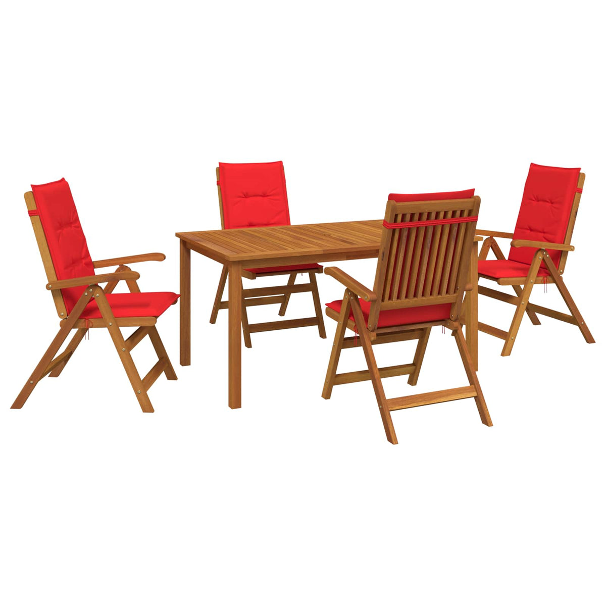 vidaXL 5-Piece Garden Dining Set Natural Solid Acacia Wood 2