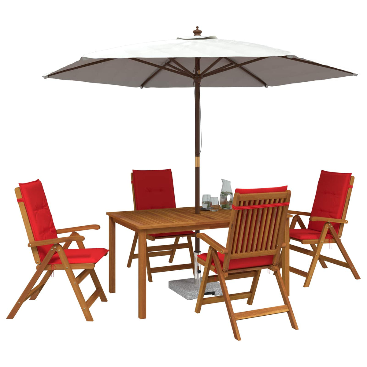 vidaXL 5-Piece Garden Dining Set Natural Solid Acacia Wood 3