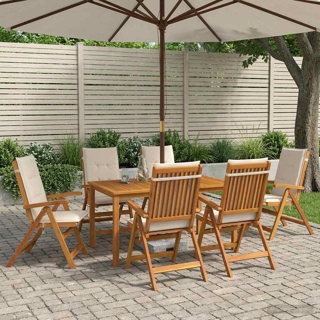 vidaXL 7-Piece Garden Dining Set Natural Solid Acacia Wood 1
