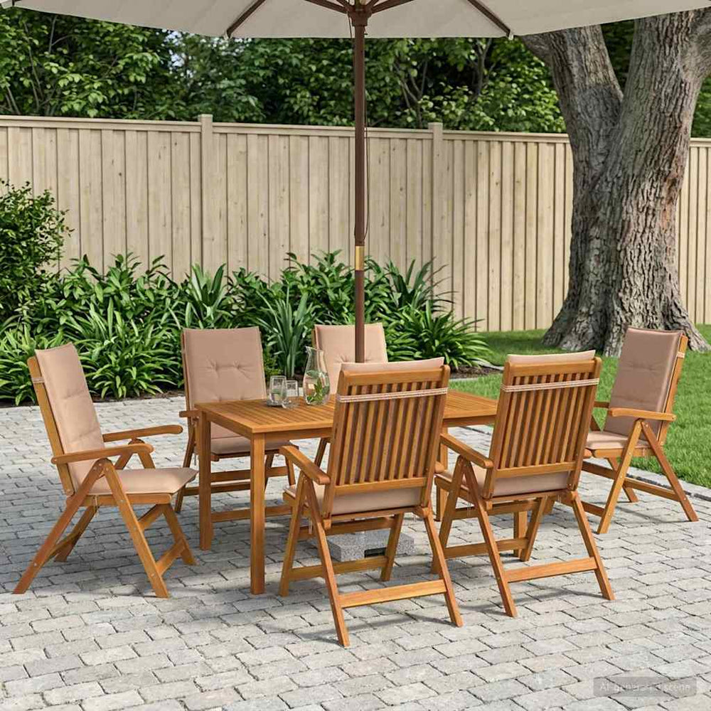 vidaXL 7-Piece Garden Dining Set Natural Solid Acacia Wood