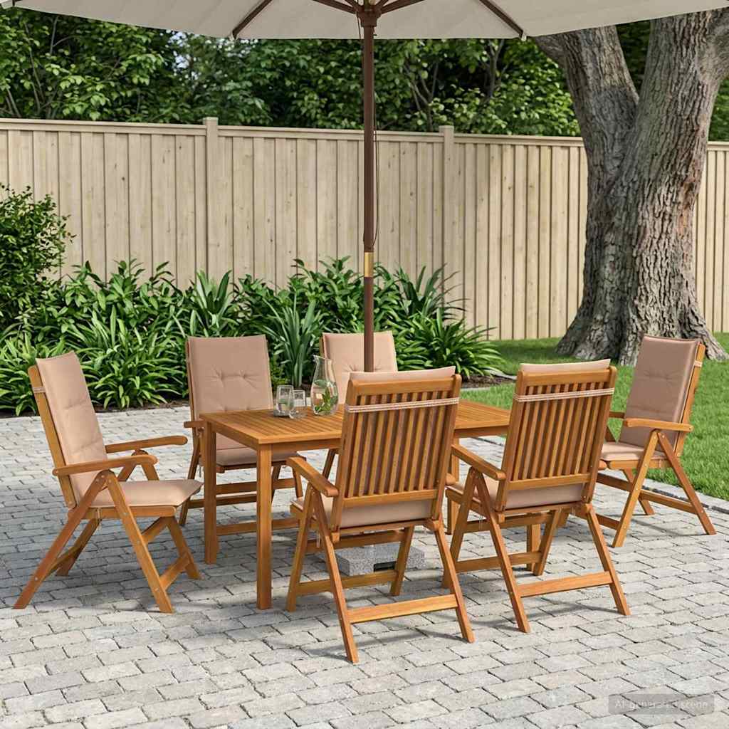 vidaXL 7-Piece Garden Dining Set Natural Solid Acacia Wood 1
