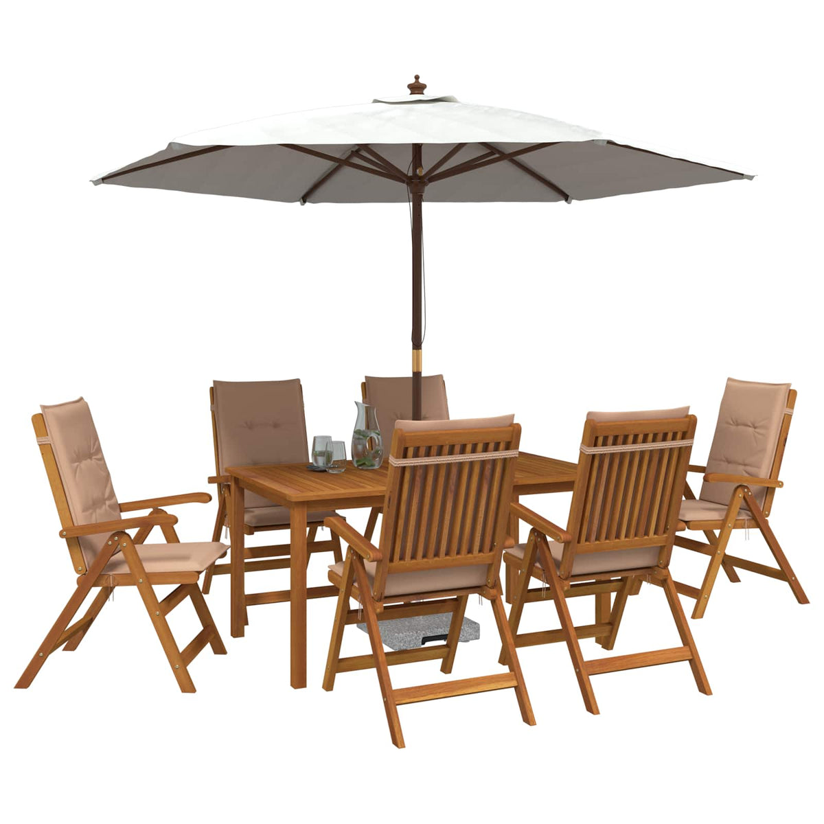 vidaXL 7-Piece Garden Dining Set Natural Solid Acacia Wood 3