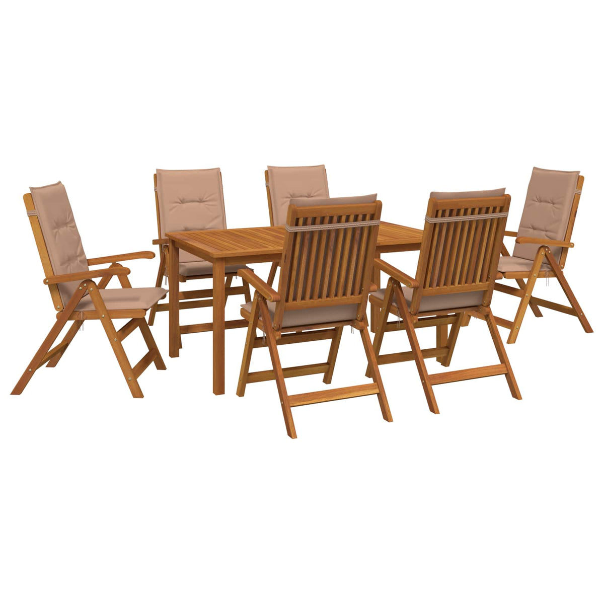 vidaXL 7-Piece Garden Dining Set Natural Solid Acacia Wood 2