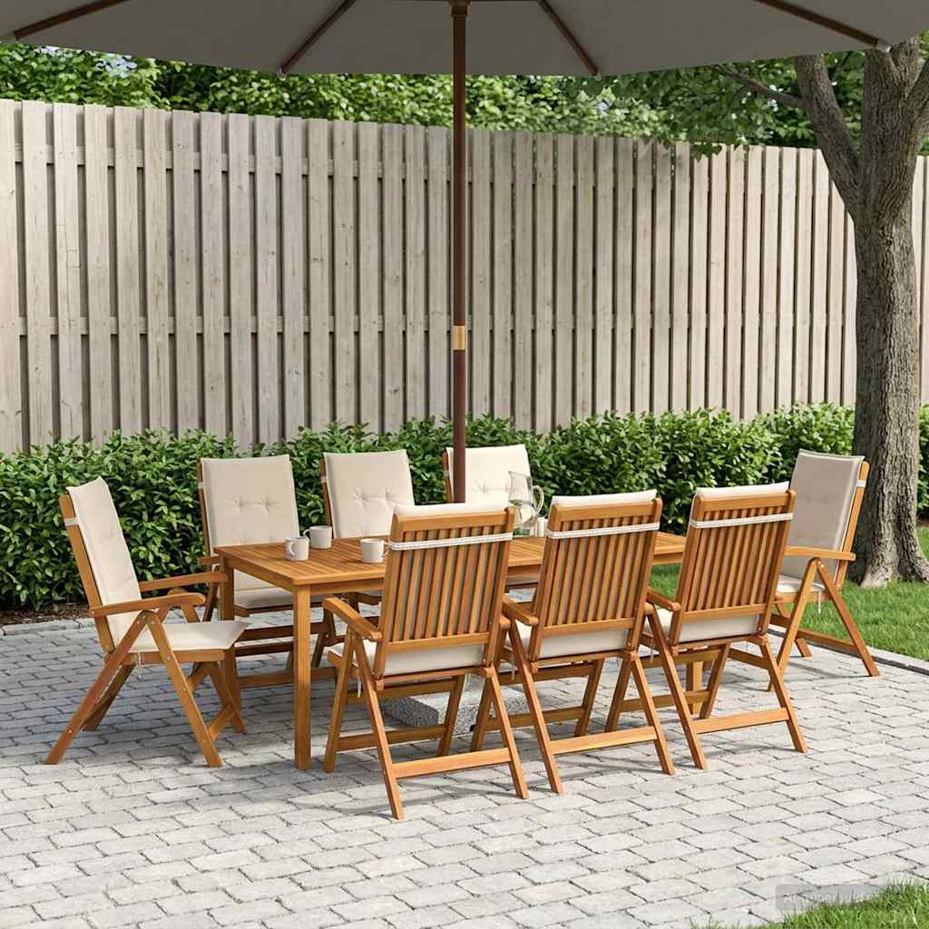 vidaXL 9-Piece Garden Dining Set Natural Solid Acacia Wood 1