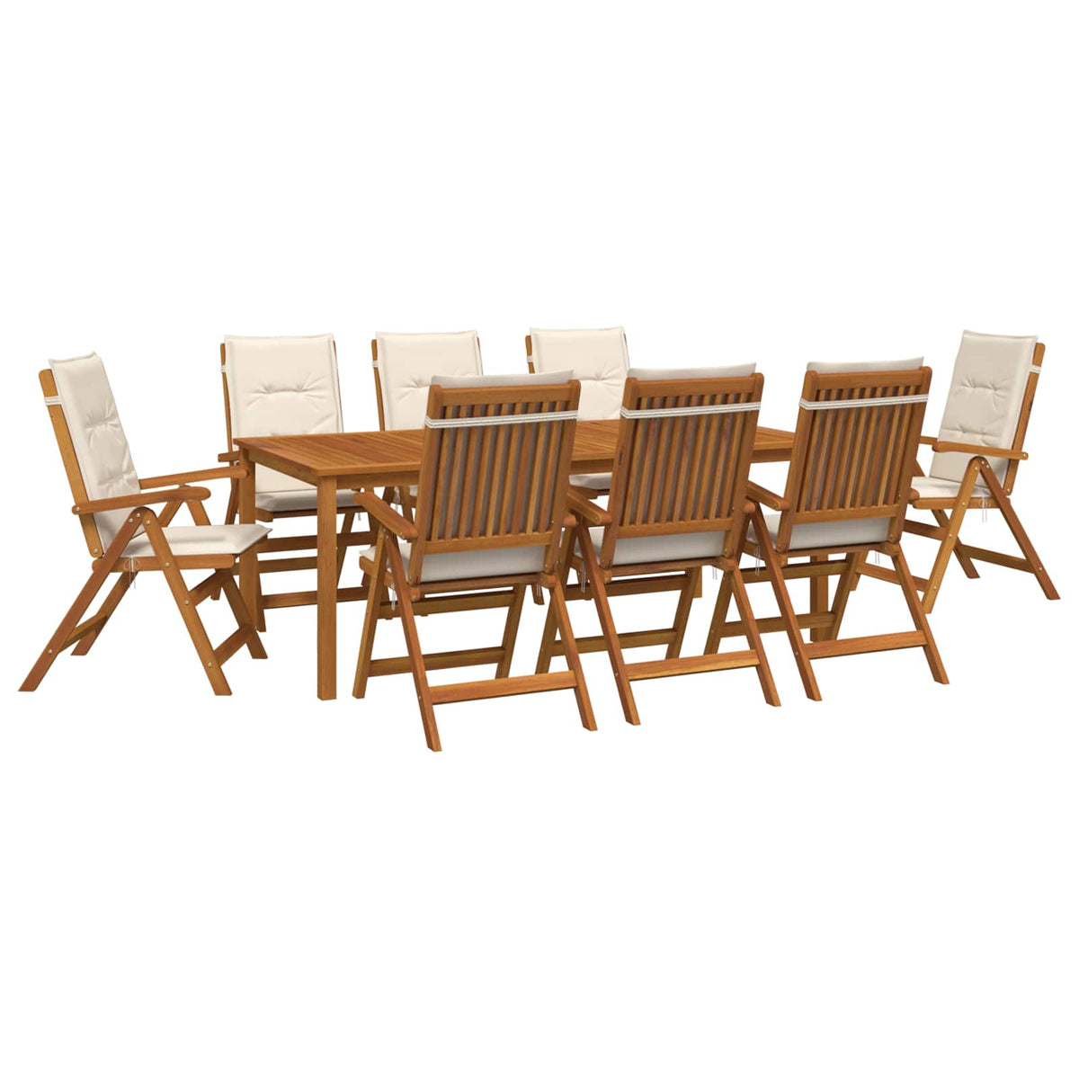 vidaXL 9-Piece Garden Dining Set Natural Solid Acacia Wood 2