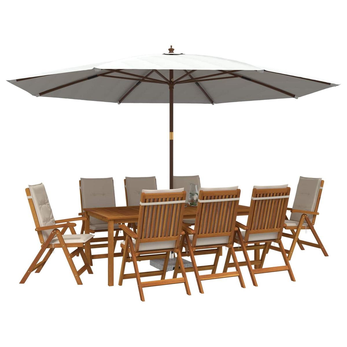 vidaXL 9-Piece Garden Dining Set Natural Solid Acacia Wood 3