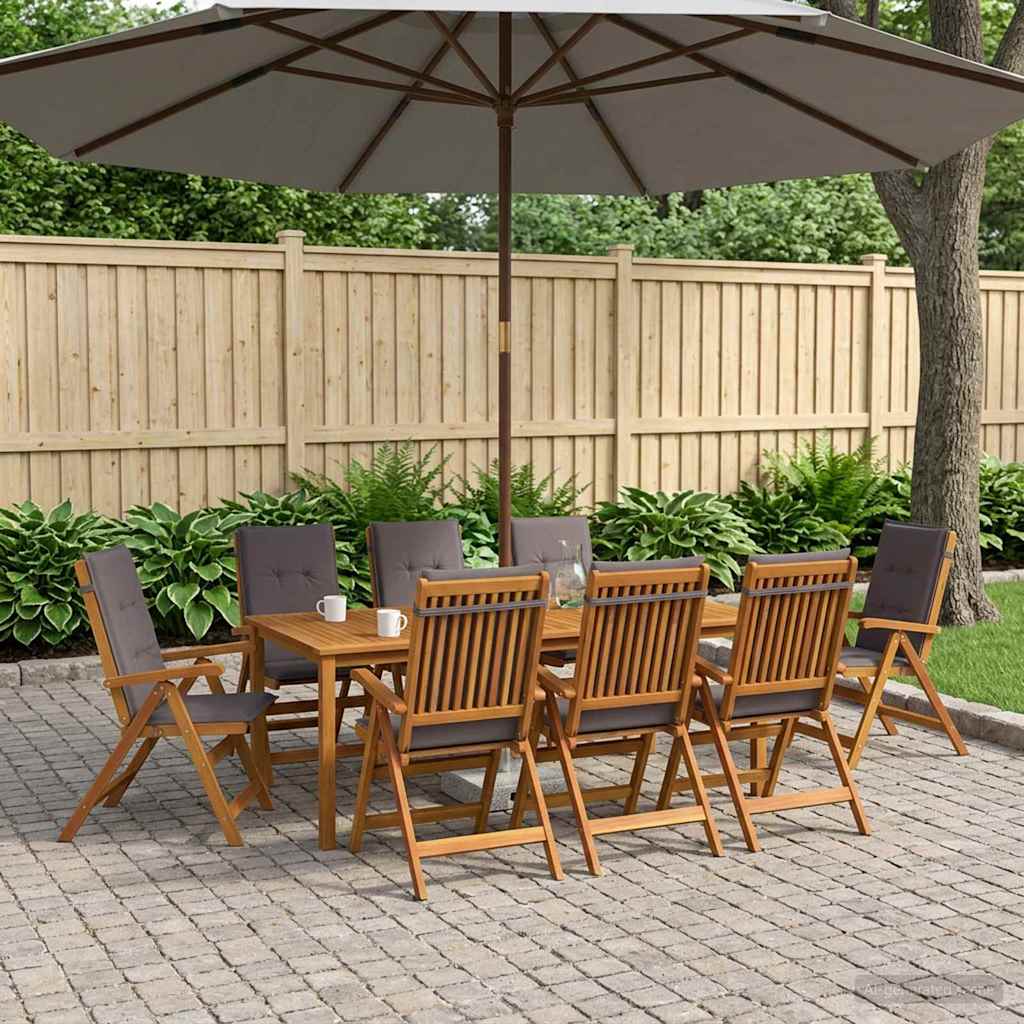 vidaXL 9-Piece Garden Dining Set Natural Solid Acacia Wood 1