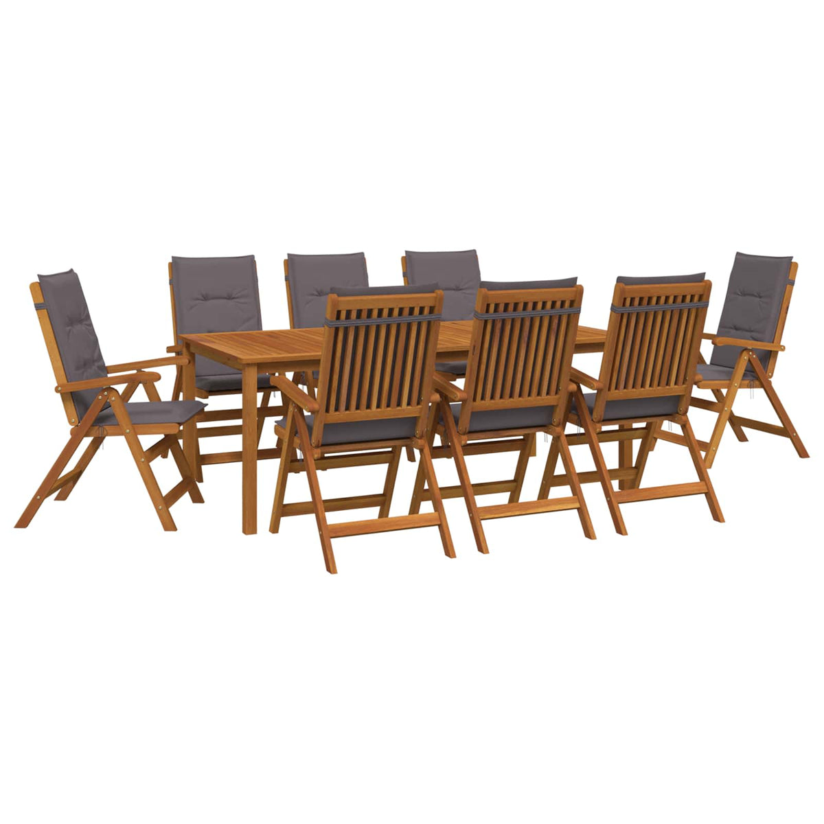 vidaXL 9-Piece Garden Dining Set Natural Solid Acacia Wood 2