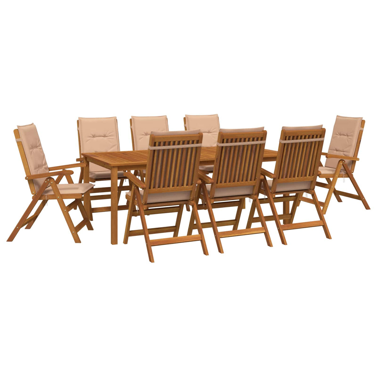 vidaXL 9-Piece Garden Dining Set Natural Solid Acacia Wood 2