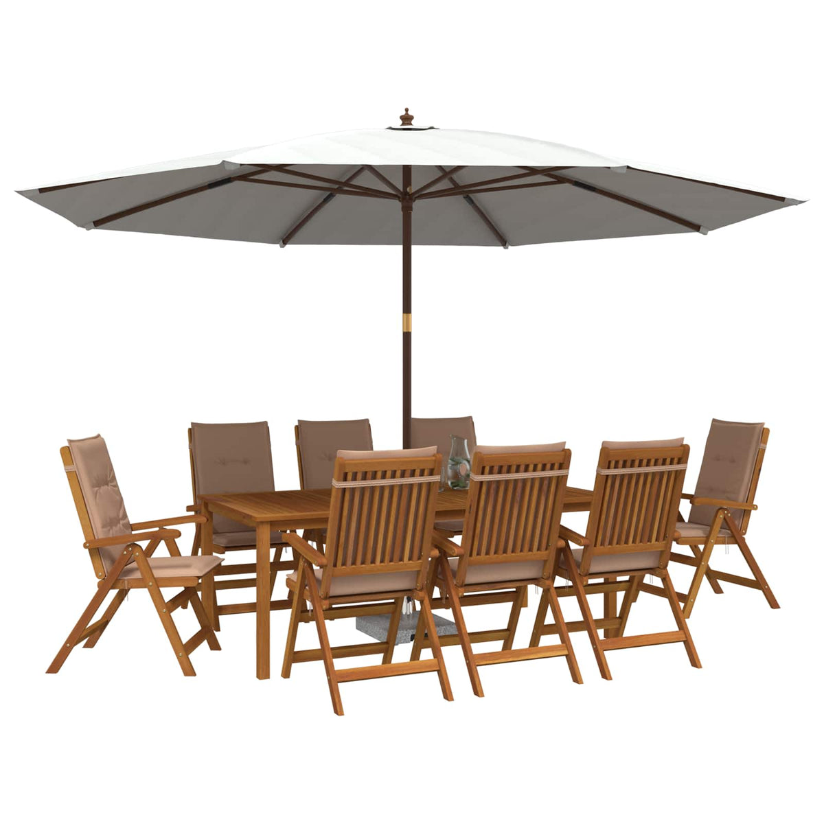 vidaXL 9-Piece Garden Dining Set Natural Solid Acacia Wood 3