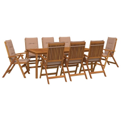 vidaXL 9-Piece Garden Dining Set Natural Solid Acacia Wood 2