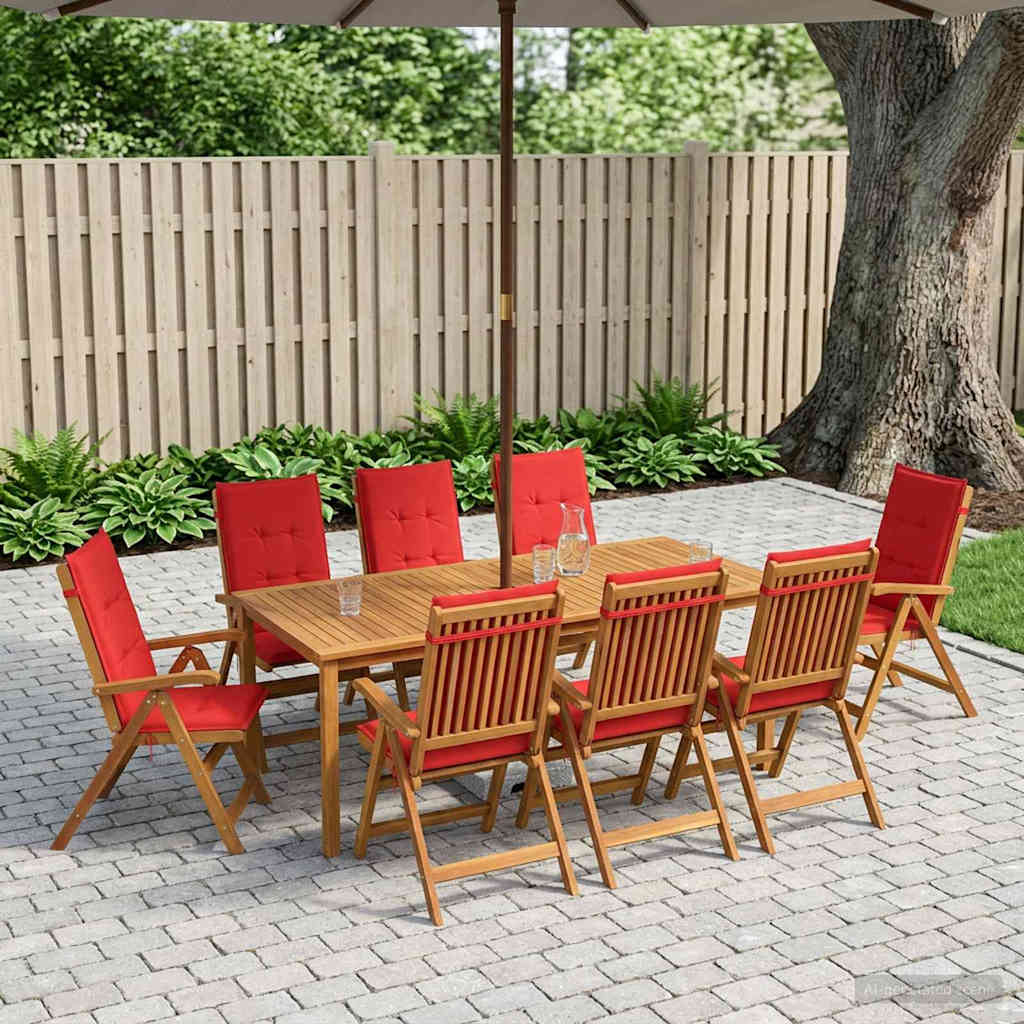 vidaXL 9-Piece Garden Dining Set Natural Solid Acacia Wood 1
