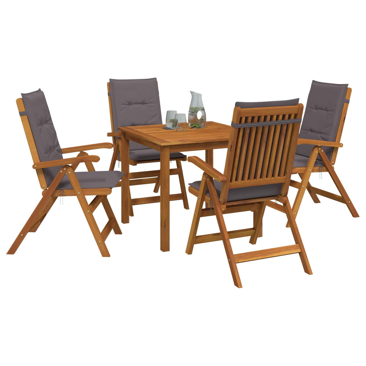 3-Piece Garden Dining Set 2-Seaters Solid Acacia Wood Anthracite