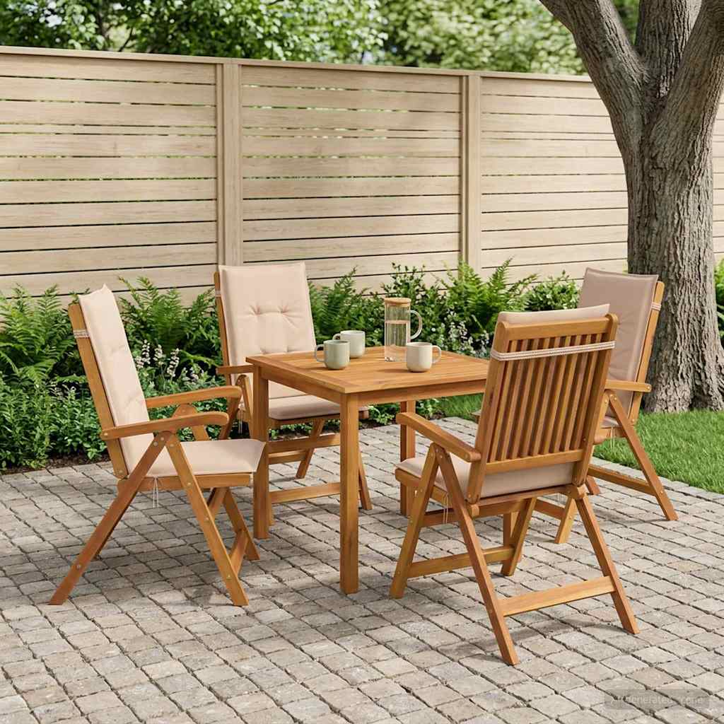 3-Piece Garden Dining Set 2-Seaters Solid Acacia Wood Beige
