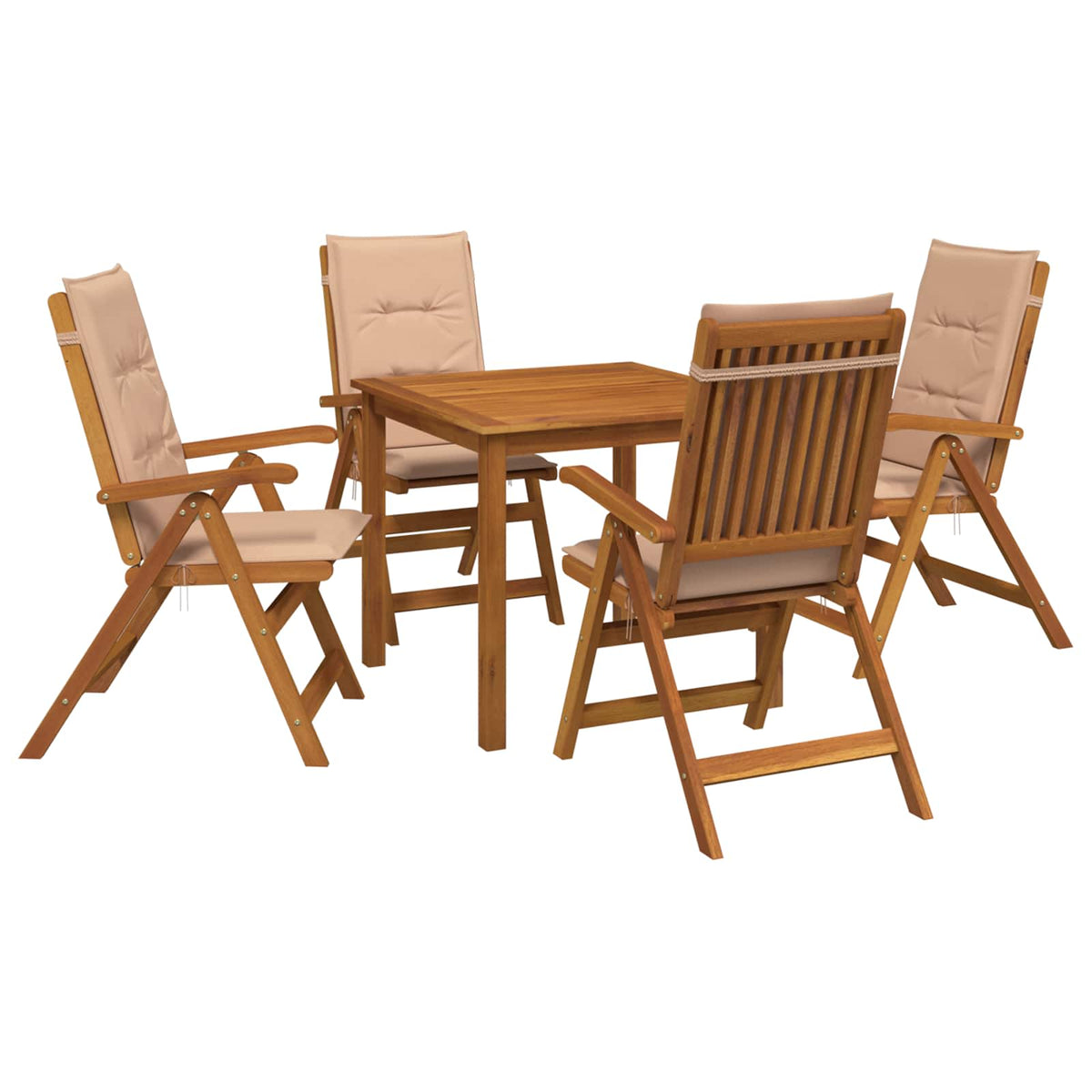 3-Piece Garden Dining Set 2-Seaters Solid Acacia Wood Beige