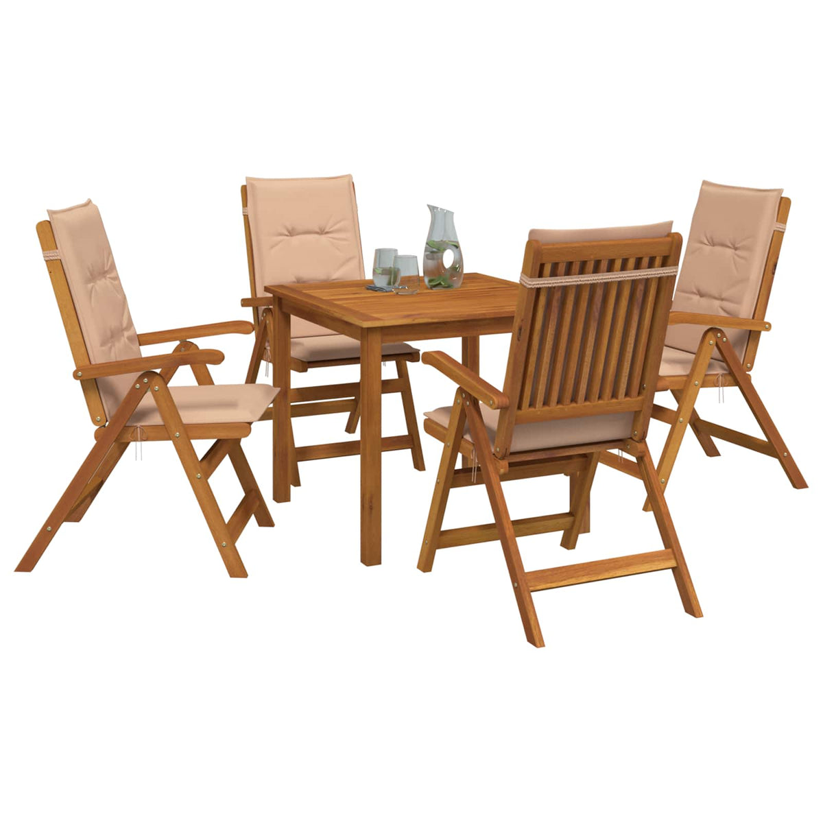 3-Piece Garden Dining Set 2-Seaters Solid Acacia Wood Beige