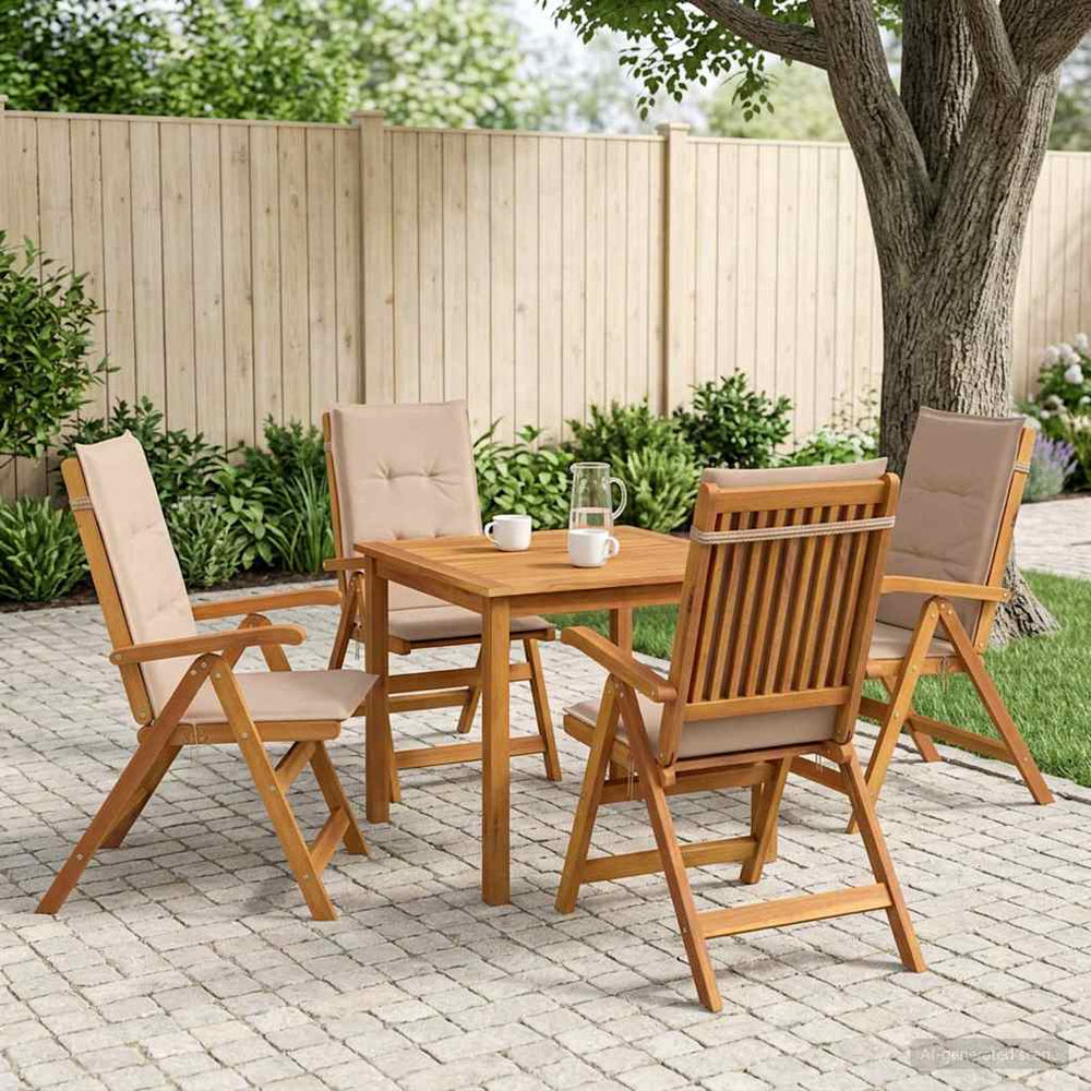 vidaXL 5-Piece Garden Dining Set 4-Seaters Taupe Solid Acacia Wood