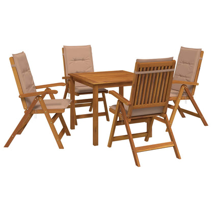 vidaXL 5-Piece Garden Dining Set 4-Seaters Taupe Solid Acacia Wood 2
