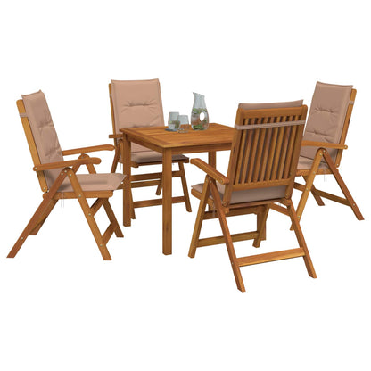 vidaXL 5-Piece Garden Dining Set 4-Seaters Taupe Solid Acacia Wood 3
