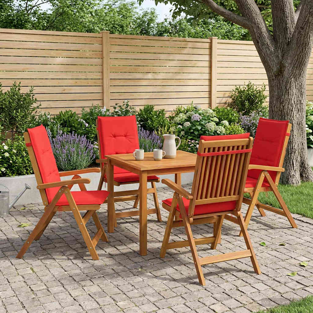 vidaXL 5-Piece Garden Dining Set 4-Seaters Red Solid Acacia Wood 1