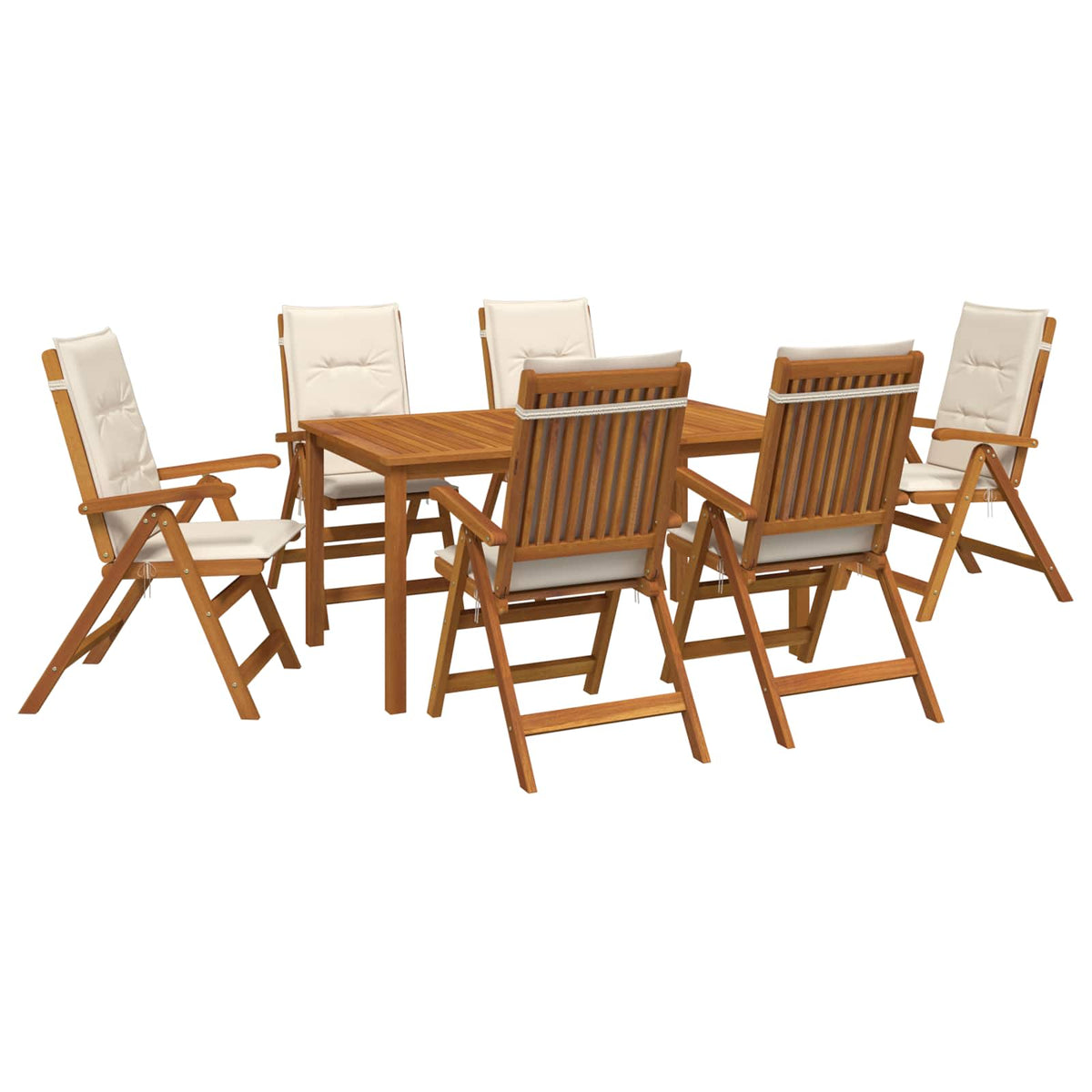 vidaXL Garden Dining Set 6-Seaters Natural Solid Acacia Wood 2