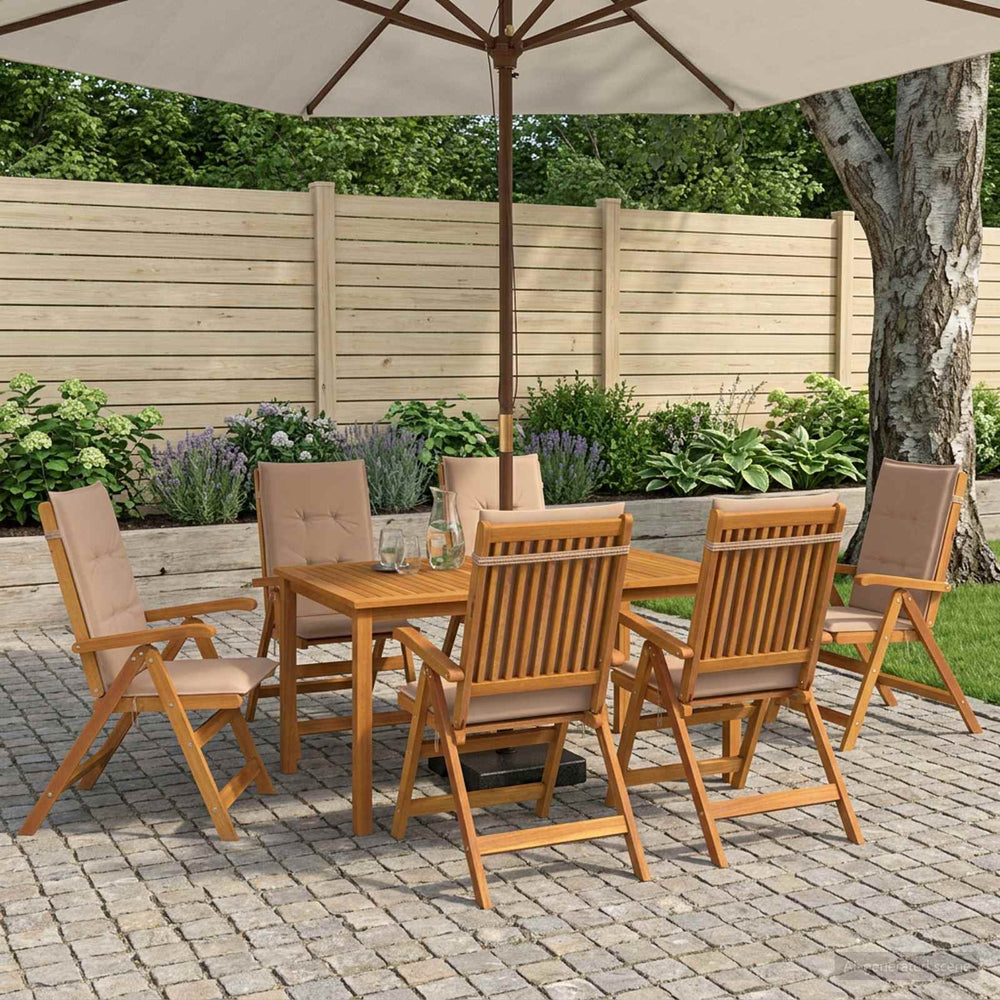 vidaXL Garden Dining Set 6-Seaters Natural Solid Acacia Wood