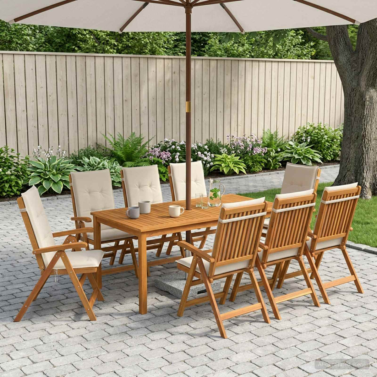 vidaXL Garden Dining Set 8-Seaters Natural Solid Acacia Wood 1