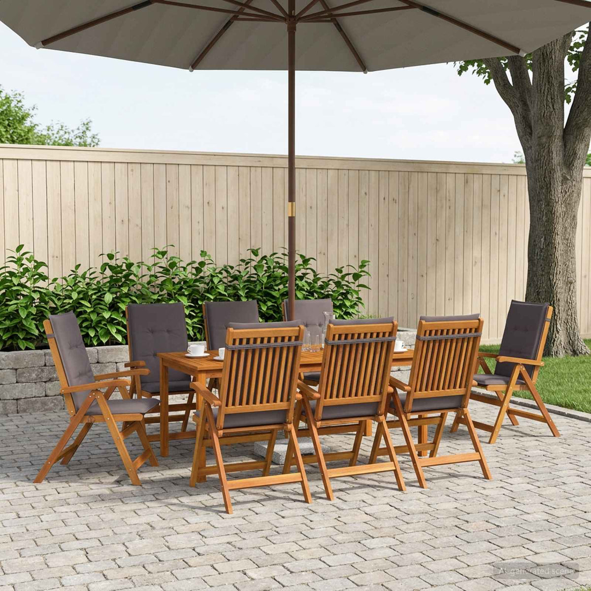 vidaXL Garden Dining Set 8-Seaters Natural Solid Acacia Wood 1