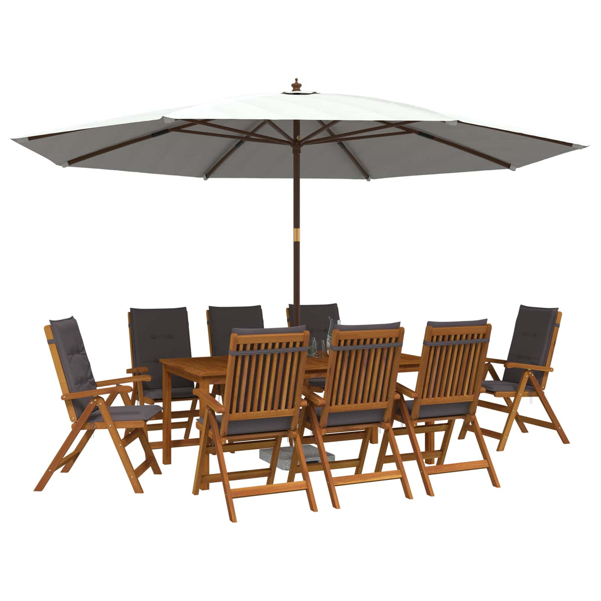 vidaXL Garden Dining Set 8-Seaters Natural Solid Acacia Wood 3