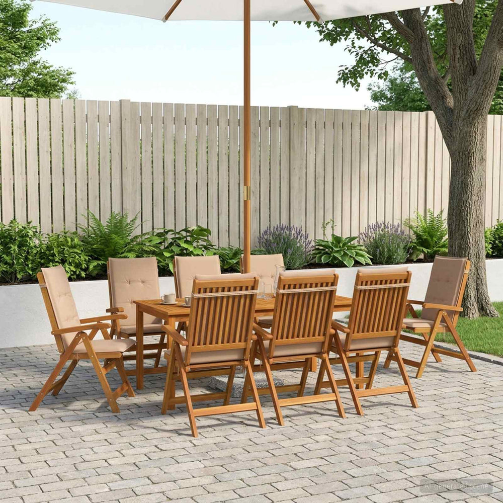 vidaXL Garden Dining Set 8-Seaters Natural Solid Acacia Wood