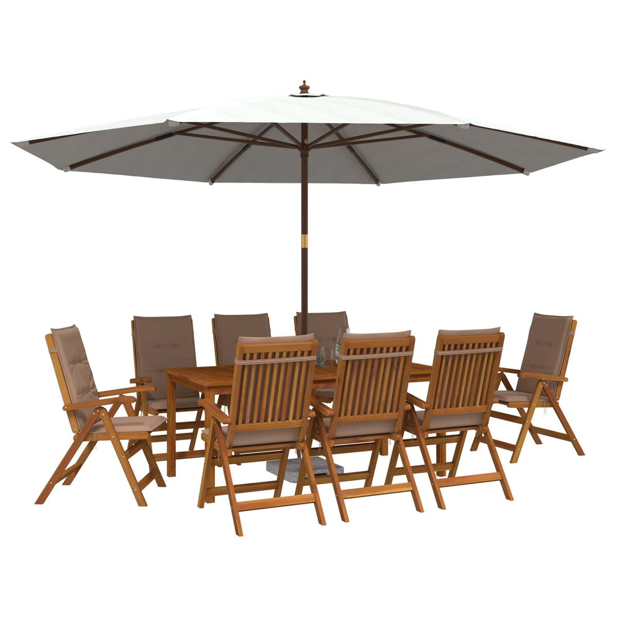vidaXL Garden Dining Set 8-Seaters Natural Solid Acacia Wood 3