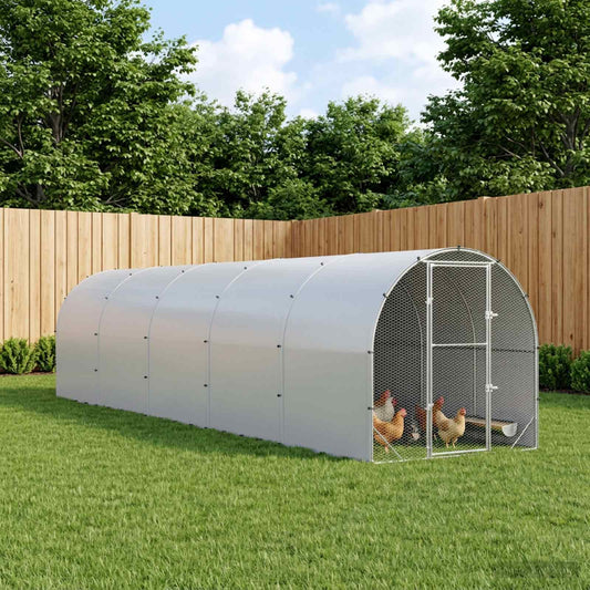 vidaXL Chicken Coop Silver 1000 x 200 x 200 cm Galvanised Steel 1