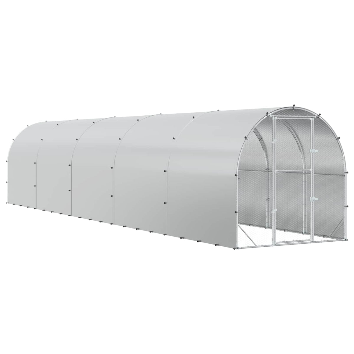 vidaXL Chicken Coop Silver 1000 x 200 x 200 cm Galvanised Steel 2