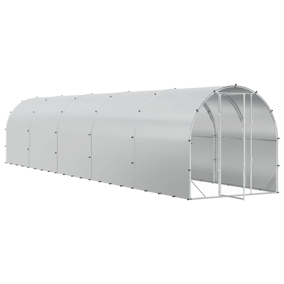 vidaXL Chicken Coop Silver 1000 x 200 x 200 cm Galvanised Steel 3