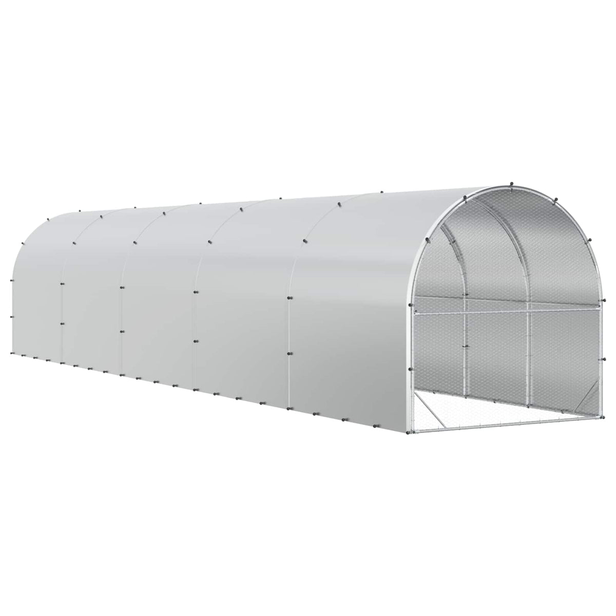 vidaXL Chicken Coop Silver 1000 x 200 x 200 cm Galvanised Steel 6