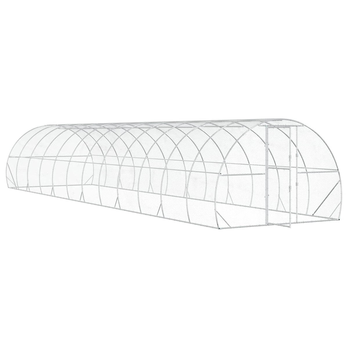 vidaXL Chicken Coop Silver 1200 x 300 x 200 cm Galvanised Steel 3