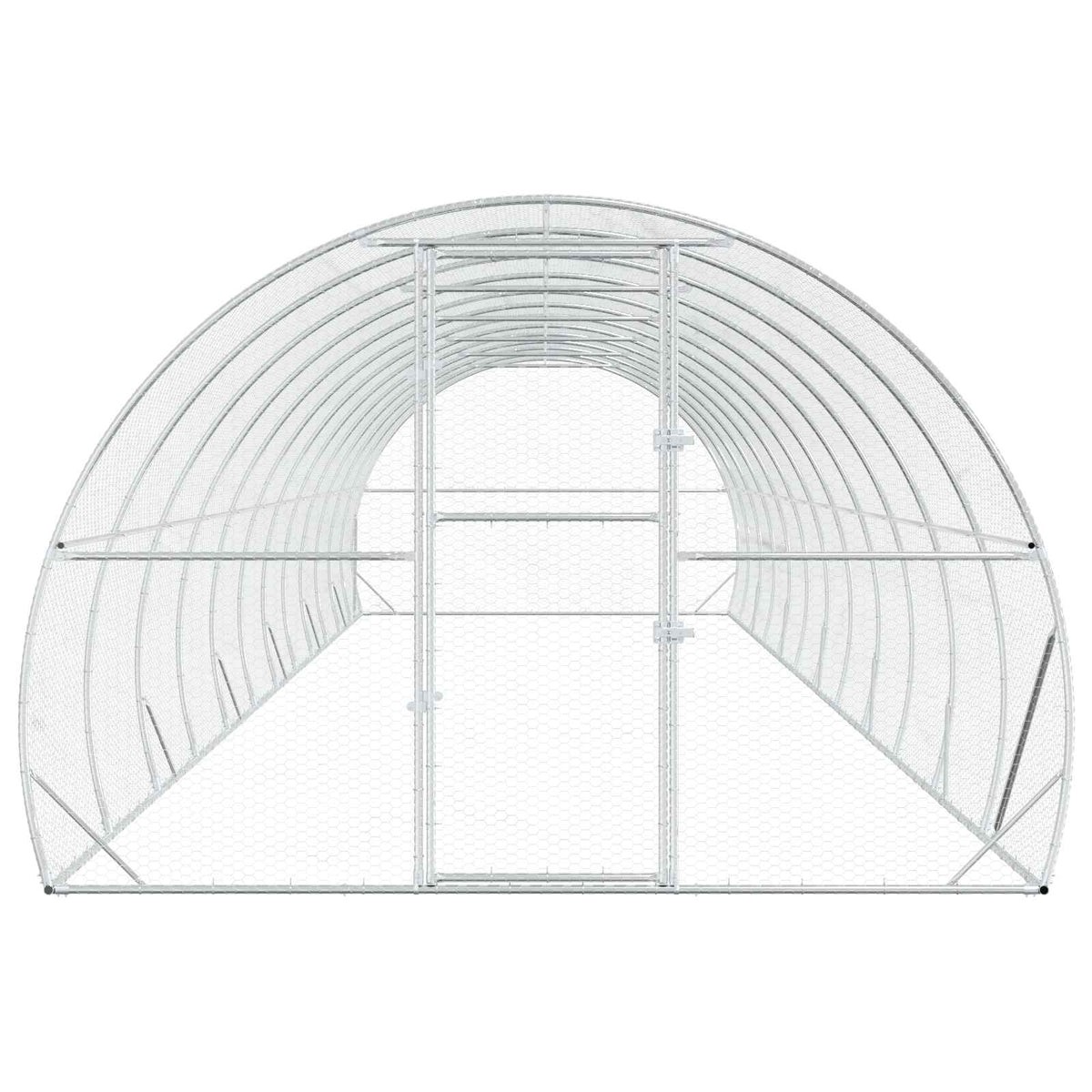 vidaXL Chicken Coop Silver 1200 x 300 x 200 cm Galvanised Steel 4