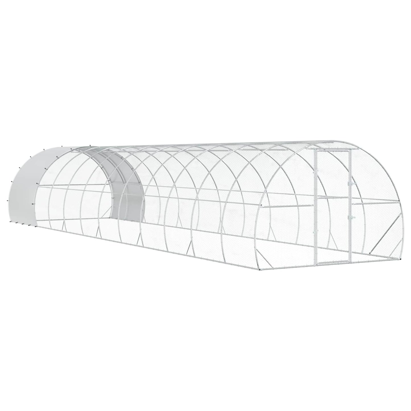vidaXL Chicken Coop Silver 1200 x 300 x 200 cm Galvanised Steel 2