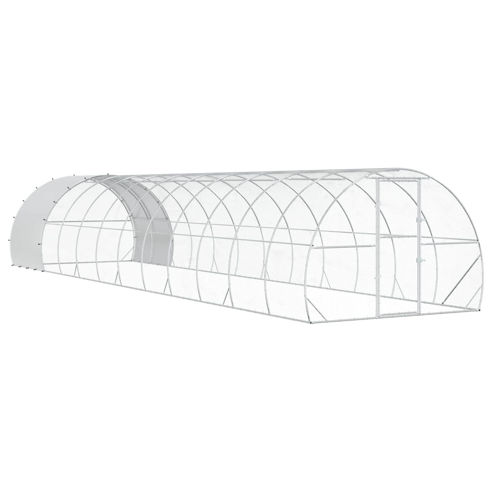 vidaXL Chicken Coop Silver 1200 x 300 x 200 cm Galvanised Steel 2