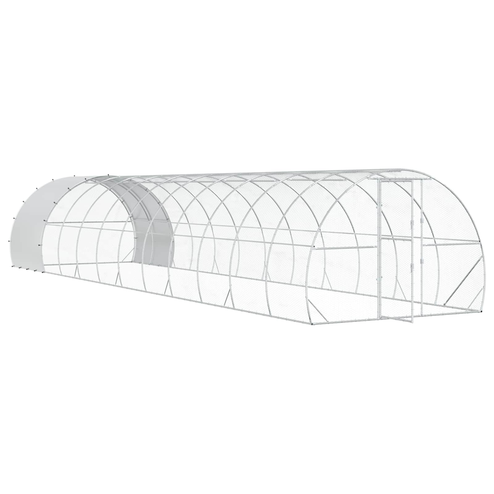 vidaXL Chicken Coop Silver 1200 x 300 x 200 cm Galvanised Steel 3